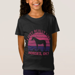 T-Shirt J'aime vraiment les chevaux en T-Shi rose et viole
