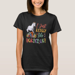 T-shirt J'Aime Vraiment Les Chevaux Floral Horse Bow Crava