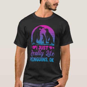 T-shirt J'Aime Vraiment Les Pingouins OK Retro Penguin