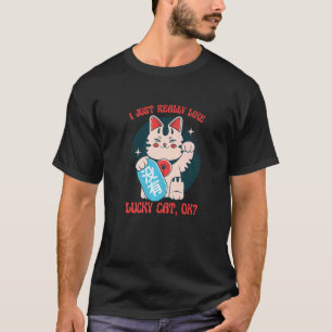 T-shirt J'Aime Vraiment Lucky Cat Ok Symbole Lucky Cat