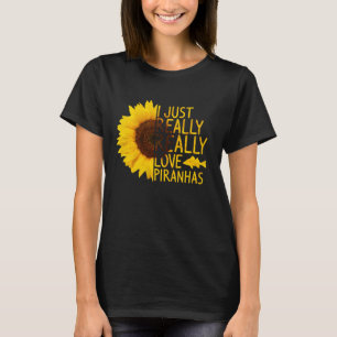 T-shirt J'Aime Vraiment Piranhas Femmes Hommes Poisson Sun