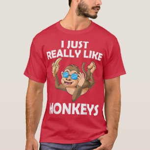 T-shirt J'aime vraiment singes singes singes avec banane