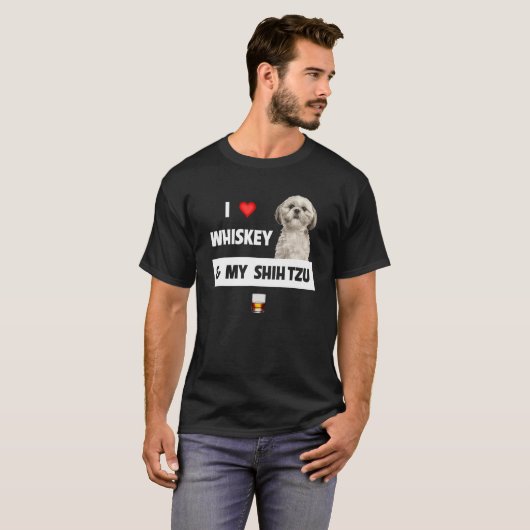 T-shirt J'Aime Whiskey Et Mon Chih Tzu Maman Papa Papa Chi (Devant entier)