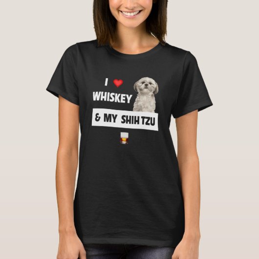 T-shirt J'Aime Whiskey Et Mon Chih Tzu Maman Papa Papa Chi (Devant)
