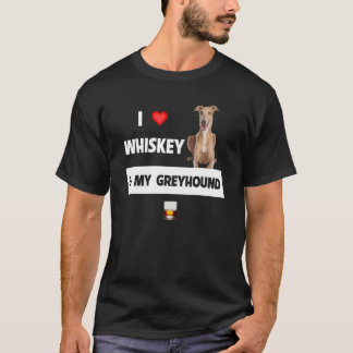 T-shirt J'Aime Whiskey Et Mon Greyhound Maman Papa Chien D