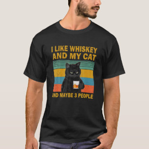 T-shirt J'Aime Whiskey Mon Chat Et Peut-Être 3 Personnes C