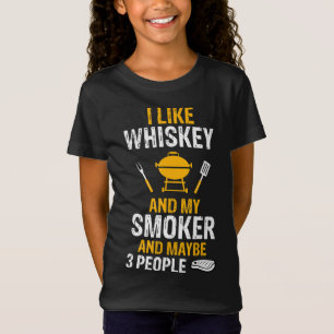 T-Shirt J'Aime Whiskey My Smoker 3 Personnes BBQ Drôle