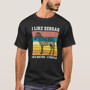 T-shirt J'Aime Zebras Et Peut-Être 3 Personnes Retro Zebra