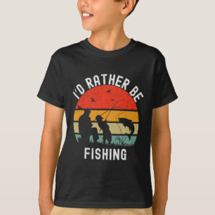 T-shirt J'aimerais mieux pêcher drôle B Hommes Femmes Garç