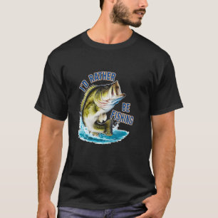 T-shirt J'aimerais mieux pêcher drôle pêcheur amusant pêch