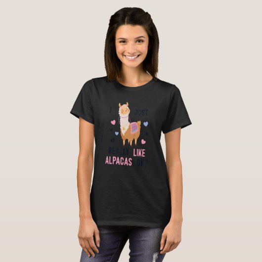 T-shirt J'Aimerais Vraiment Alpacas Huacaya Pako Lama Alpa (Devant entier)