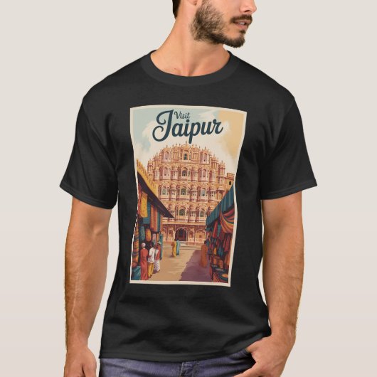 T-shirt Jaipur Inde Hawa Mahal Illustration Art Voyage (Devant)