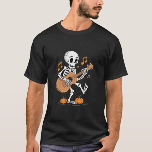 T-shirt Jam de guitare squelette - Halloween Music Fun (Devant)