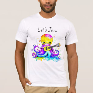 T-shirt Jam Octopus Jouer Guitare Acoustique