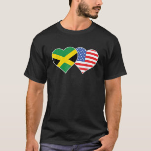T-shirt Jamaïcain Américain Drapeau Coeur Jamaïcain Jamaïq