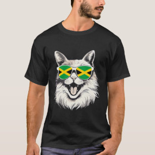 T-shirt Jamaïcain Drapeau Chat Lunettes de soleil Pays de