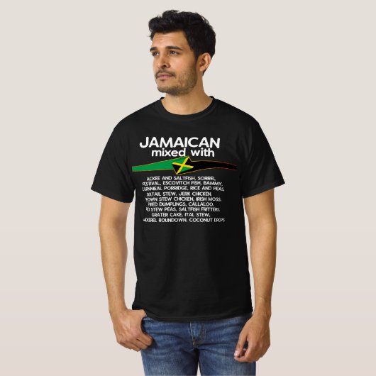 T-shirt Jamaïcain Mélangé Avec Jamaïque Fière Groupe Qui C (Devant entier)