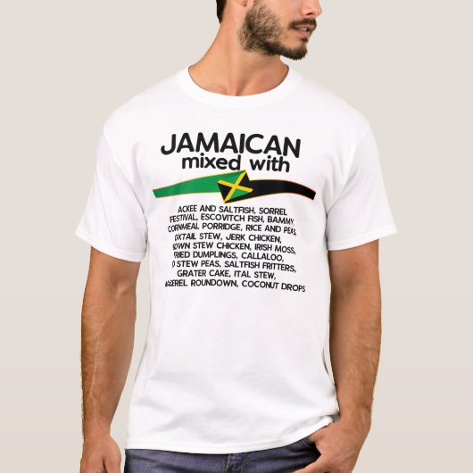 T-shirt Jamaïcain Mélangé Avec Jamaïque Fière Groupe Qui C (Devant)