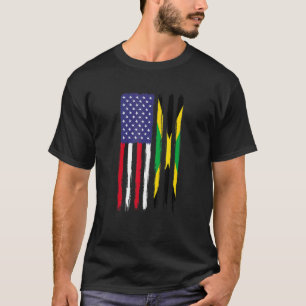 T-shirt Jamaïcain Racines Drapeau Demi-Américain Patriotiq