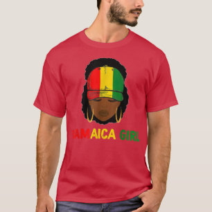 T-shirt Jamaïcaine Fille Afro Jamaïque Drapeau Casquette P