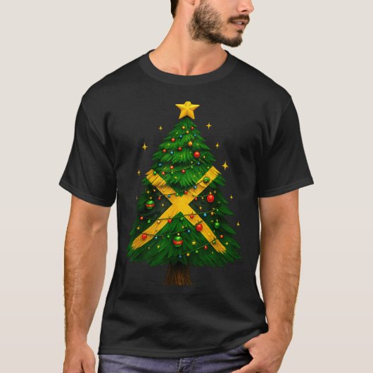 T-shirt Jamaican Christmas Tree Design, Festive Holiday Gr (Devant)