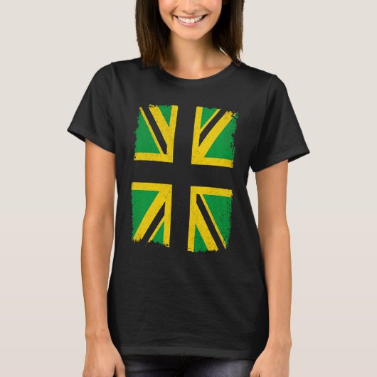 T-shirt Jamaican flag colours on British Union Jack Jamai (Devant)