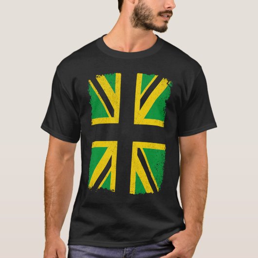 T-shirt Jamaican flag colours on British Union Jack  Jamai (Devant)