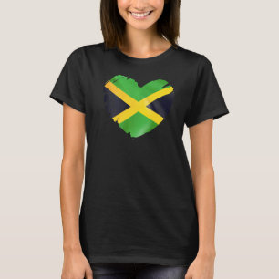 T-shirt Jamaïque Drapeau Sur La Forme Du Coeur Jamaïque