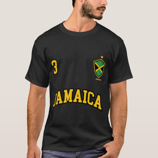 T-shirt Jamaïque Numéro 3 Soccer Team Sports Jamaïcain Dra (Devant)