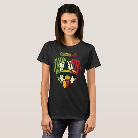 T-shirt Jamaïque OVNI Reggae Heart Rasta Souvenir Rastafar (Devant entier)