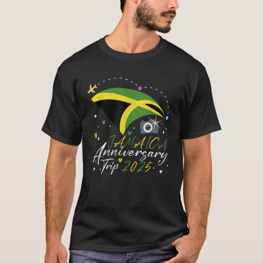 T-shirt Jamaïque Voyage Anniversaire 2025 Mariage Couples (Devant)