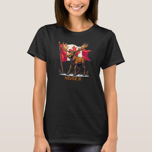 T-shirt Jamais 51, Moose, Canada Feuille d'érable à drapea (Devant)