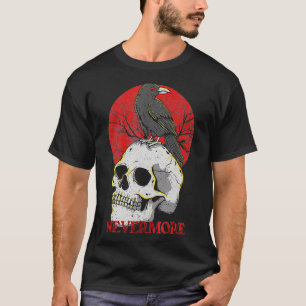 T-shirt Jamais plus gothique Corbeau Corbeau crâne Emo Pun