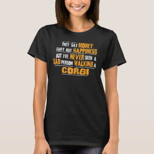 T-shirt Jamais vu une personne triste promener un Corgi