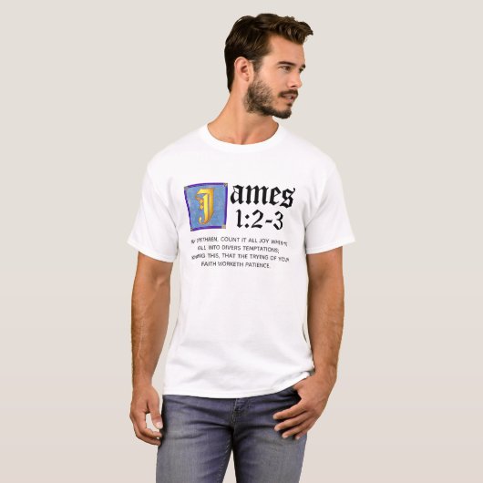 T-shirt James 1 2 1 3 Citation d'écriture dorée (Devant entier)