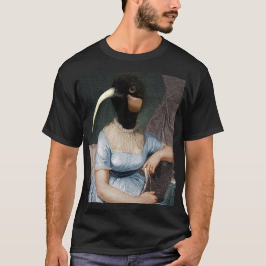 T-shirt  Jane Austen portrait with bird head (Devant)