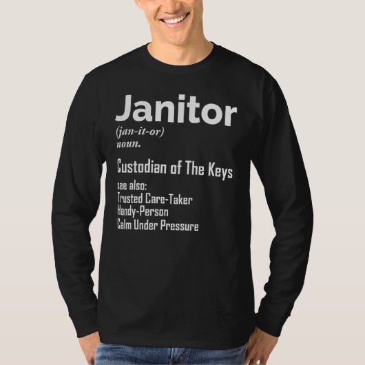 T-shirt Janitor Noun Définition Gestionnaire d'installatio (Devant)