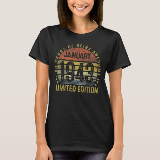 T-shirt Janvier 1943 80e anniversaire Vintage