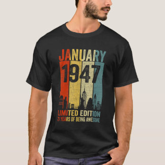 T-shirt Janvier 1947 76 Ans D'Être Impressionnant
