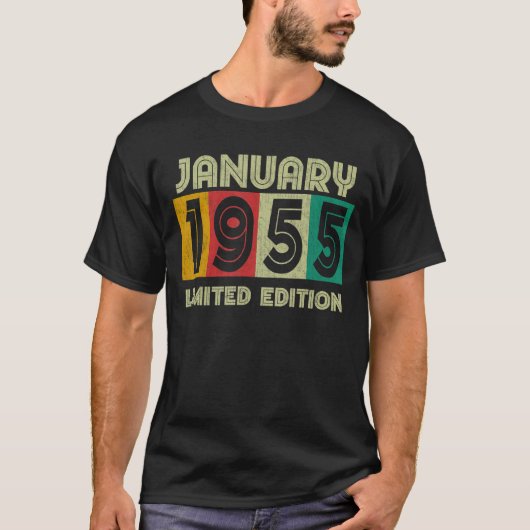 T-shirt Janvier 1955 Tenue Rétro Anniversaire (Devant)