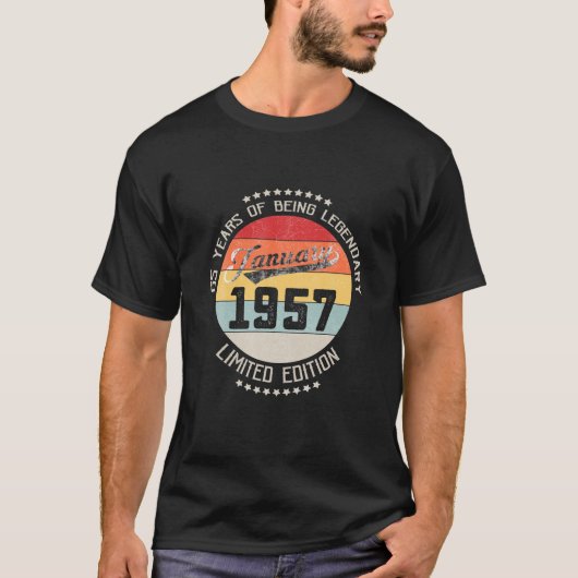 T-shirt Janvier 1957 65E Anniversaire 65 Anniversaire En C (Devant)