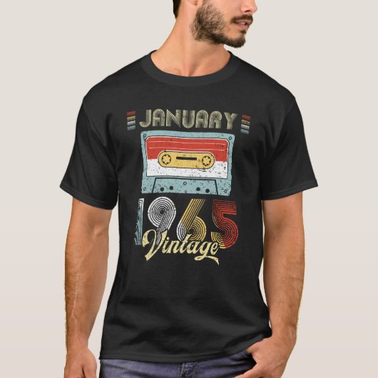 T-shirt Janvier 1965 enregistreur à cassettes vintage (Devant)