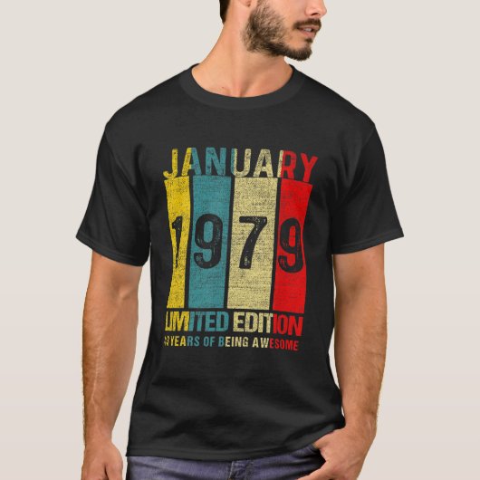 T-shirt Janvier 1979 Edition Limitée 43 Ans D'Être Awe (Devant)