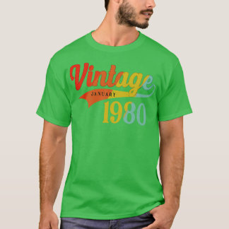 T-shirt Janvier 1980 Anniversaire Vintage Janvier 1980 Mag