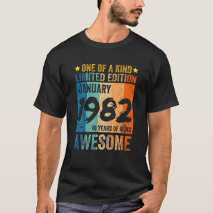 T-shirt Janvier 1982 40E Anniversaire 40 Ans D'Être Aweso