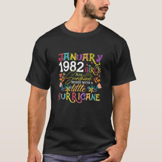 T-shirt Janvier 1982 Les Filles Sont Sunshine Funny 40 Ans