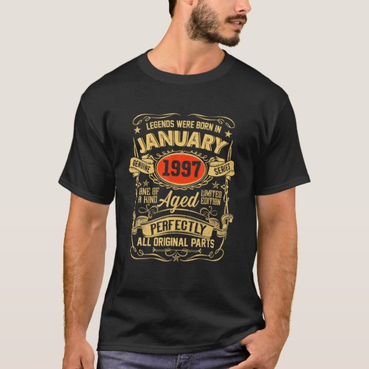 T-shirt Janvier 1997 25E Cadeau Anniversaire 25 Ans Hommes (Devant)