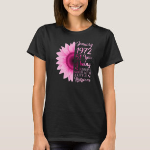 T-shirt Janvier Fille 1972 51 Ans 51e Anniversaire