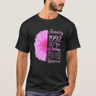 T-shirt Janvier Fille 1992 T 30 Ans 30E Anniversaire Gif