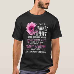 T-shirt Janvier Fille 1997 25E Cadeau Anniversaire 25 Ans